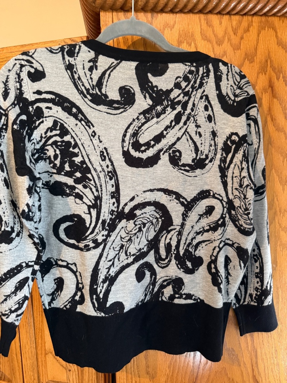 Premise Black and Gray Paisley Button-Front Cardigan - Picture 3 of 4